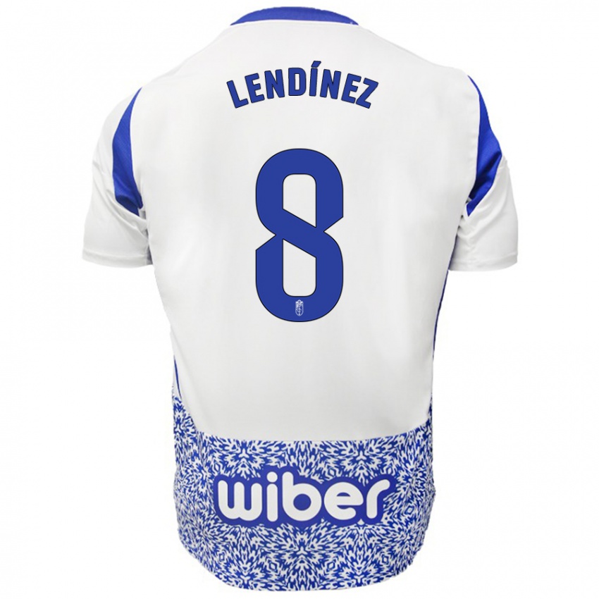 Kinderen Juanma Lendínez #8 Wit Blauw Uitshirt Uittenue 2024/25 T-Shirt