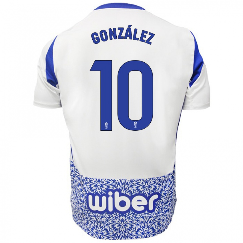 Kinderen Mario González #10 Wit Blauw Uitshirt Uittenue 2024/25 T-Shirt