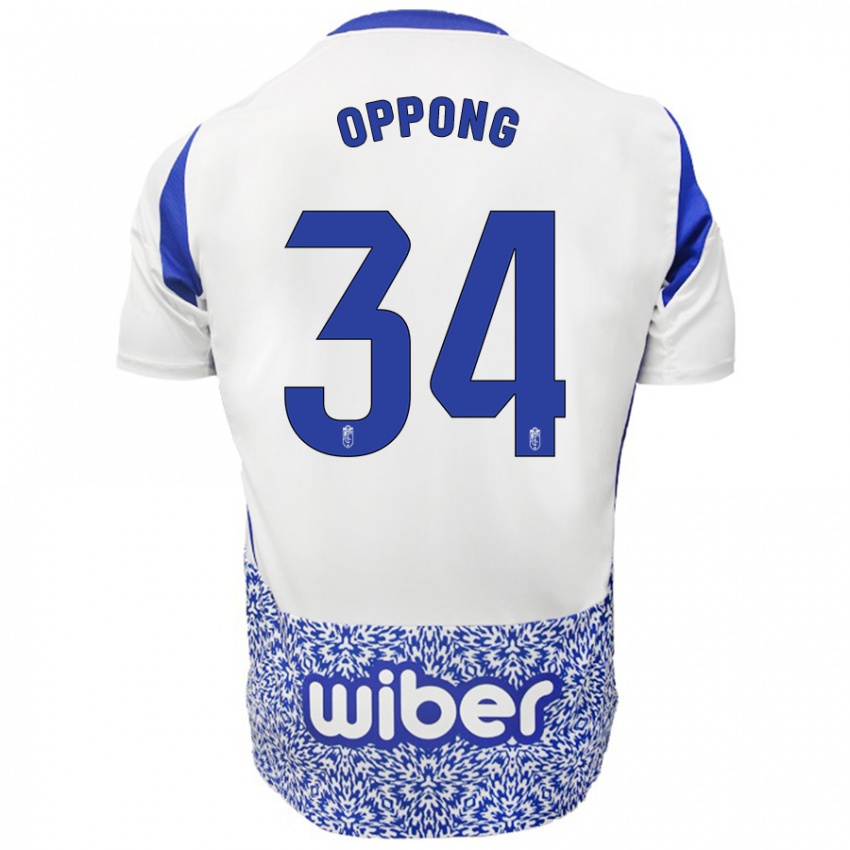 Kinderen Oscar Naasei Oppong #34 Wit Blauw Uitshirt Uittenue 2024/25 T-Shirt