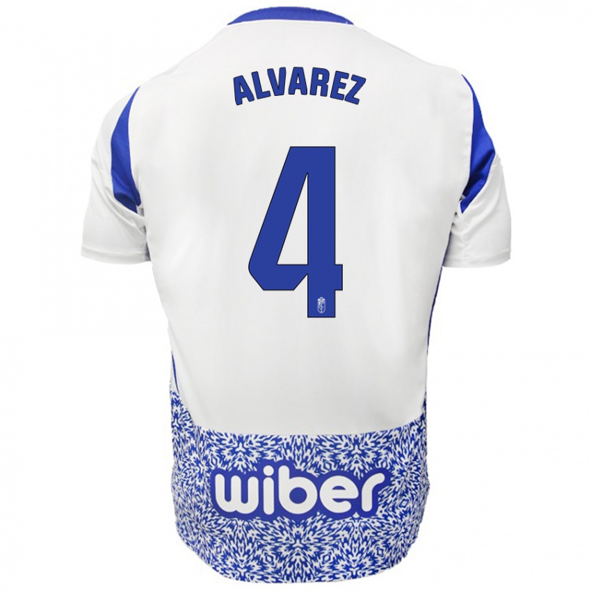 Kinderen Isabel Álvarez #4 Wit Blauw Uitshirt Uittenue 2024/25 T-Shirt