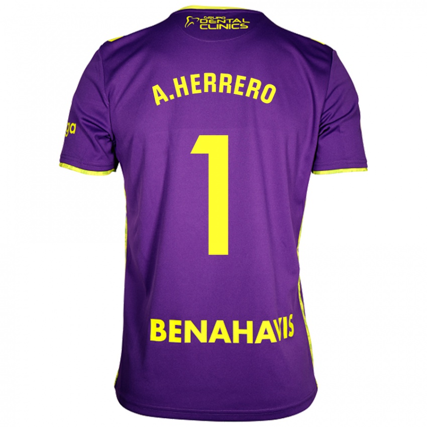 Kinderen Alfonso Herrero #1 Paars Geel Uitshirt Uittenue 2024/25 T-Shirt