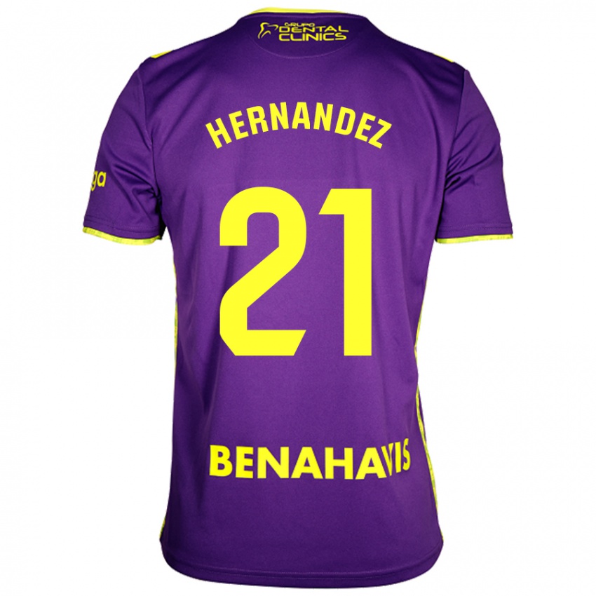 Kinderen Juan Hernández #21 Paars Geel Uitshirt Uittenue 2024/25 T-Shirt