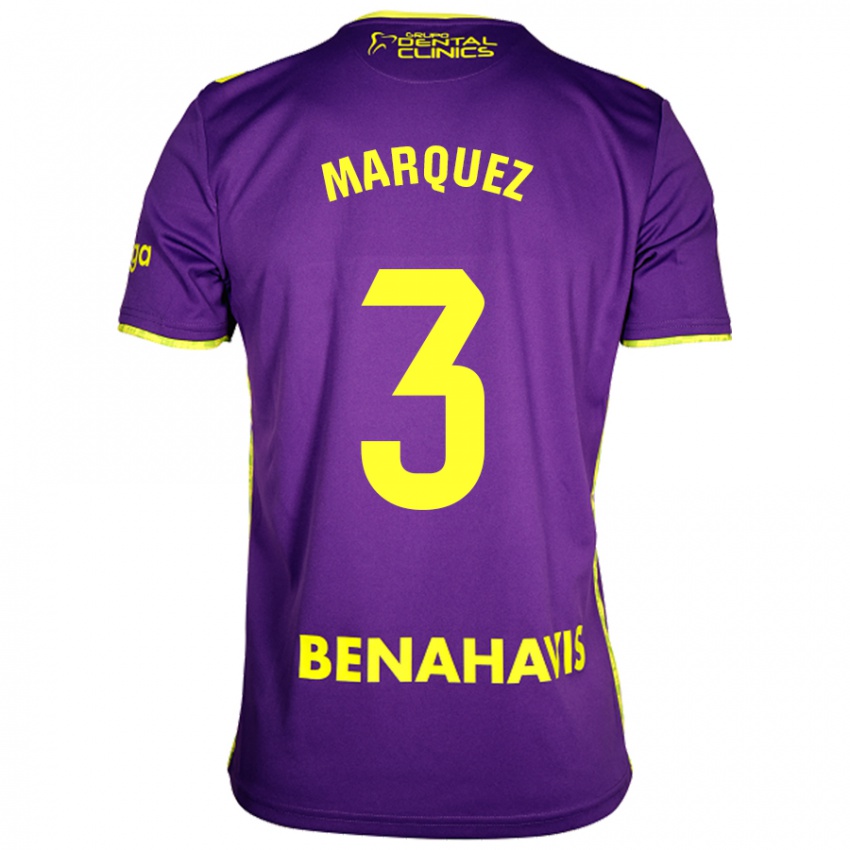 Kinderen David Márquez #3 Paars Geel Uitshirt Uittenue 2024/25 T-Shirt