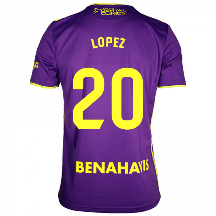 Kinderen Adri López #20 Paars Geel Uitshirt Uittenue 2024/25 T-Shirt