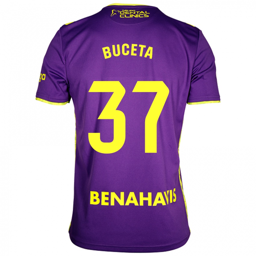 Kinderen Ana Buceta #37 Paars Geel Uitshirt Uittenue 2024/25 T-Shirt