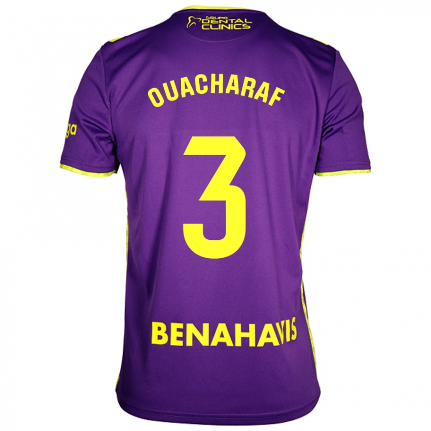 Kinderen Bilal Ouacharaf #3 Paars Geel Uitshirt Uittenue 2024/25 T-Shirt