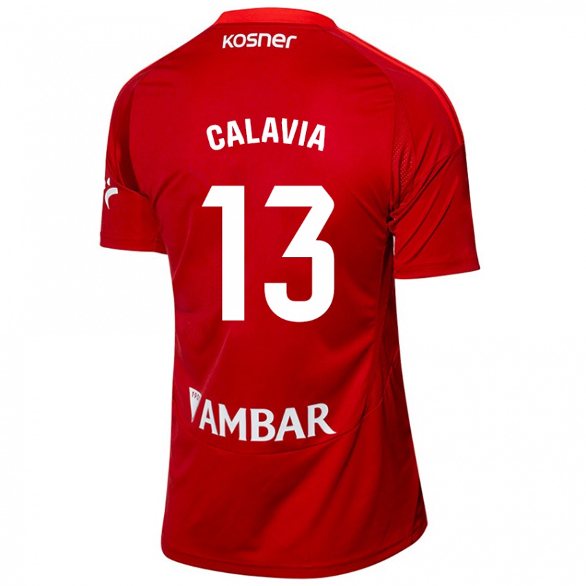 Kinderen Carlos Calavia #13 Wit Blauw Uitshirt Uittenue 2024/25 T-Shirt