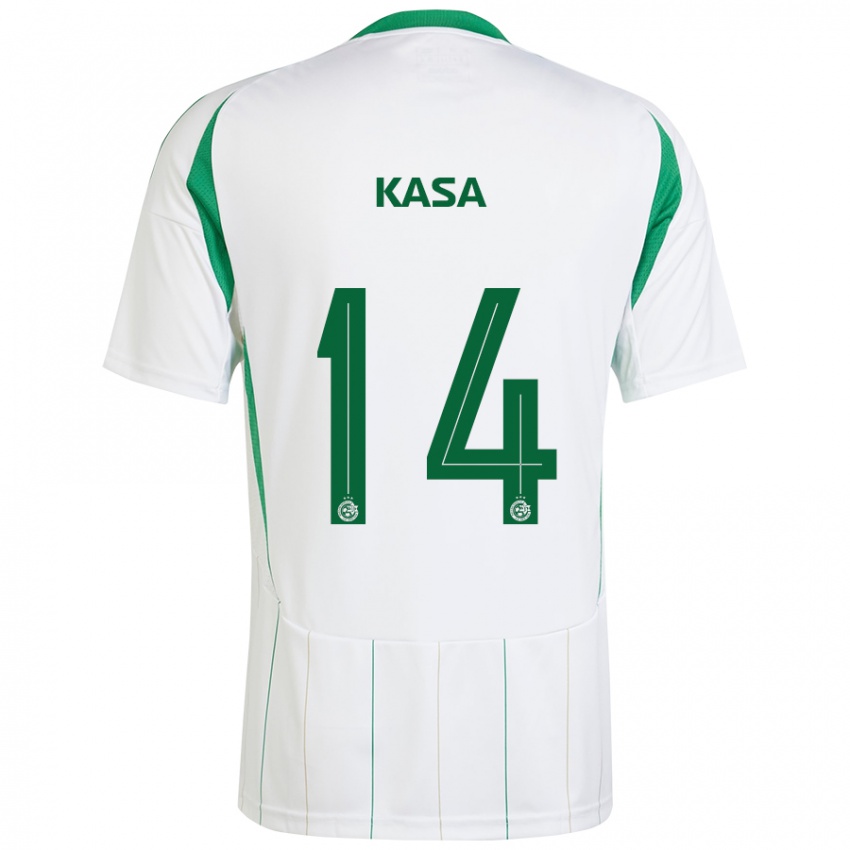 Kinderen Lior Kasa #14 Witgroen Uitshirt Uittenue 2024/25 T-Shirt