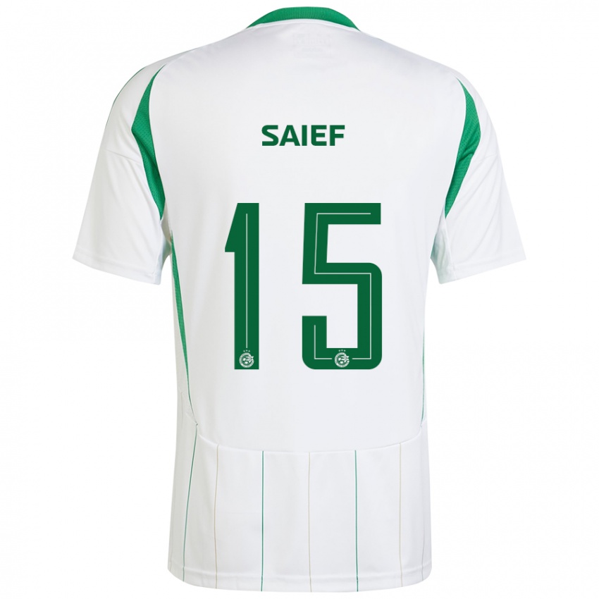 Kinderen Kenny Saief #15 Witgroen Uitshirt Uittenue 2024/25 T-Shirt