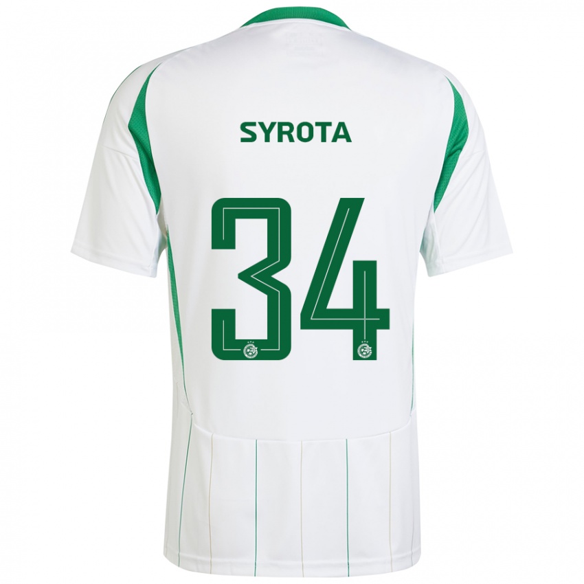 Kinderen Oleksandr Syrota #34 Witgroen Uitshirt Uittenue 2024/25 T-Shirt