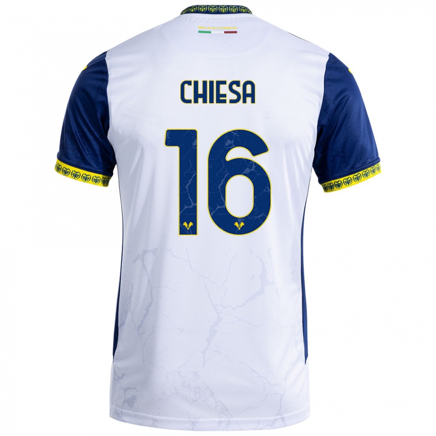 Kinderen Mattia Chiesa #16 Witblauw Uitshirt Uittenue 2024/25 T-Shirt