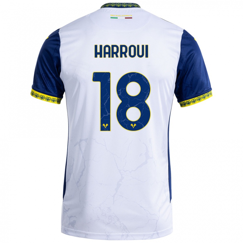 Kinderen Abdou Harroui #18 Witblauw Uitshirt Uittenue 2024/25 T-Shirt