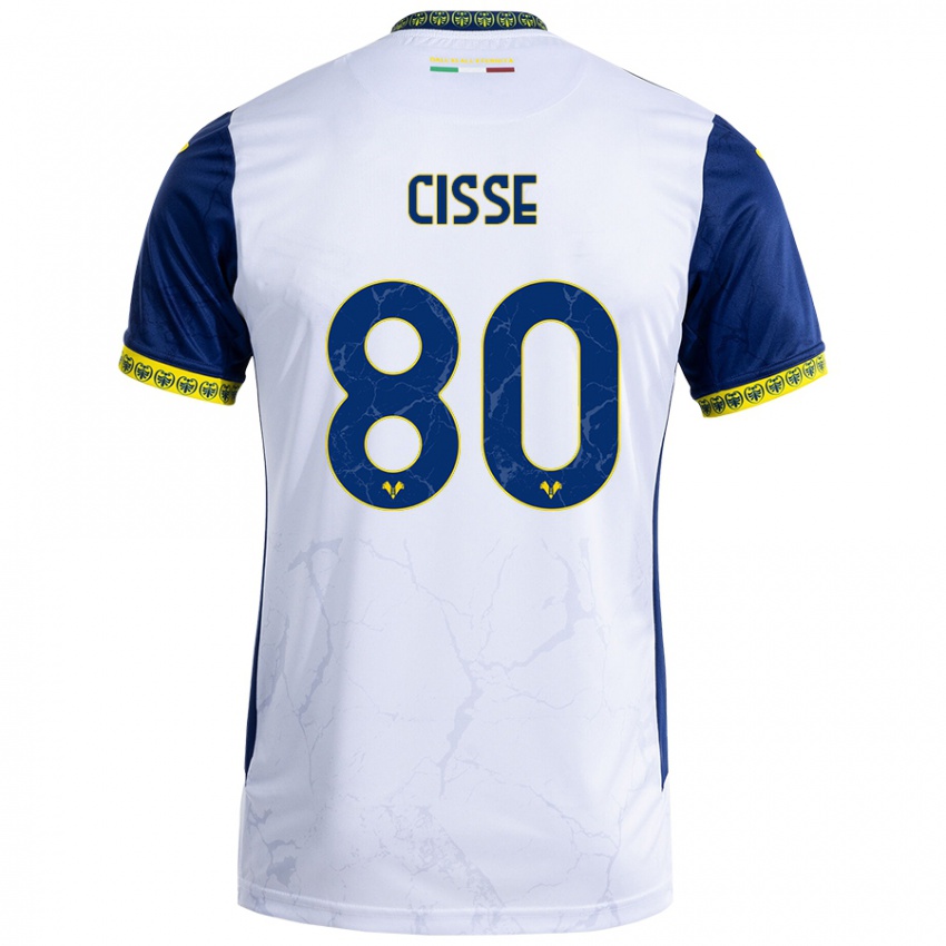 Kinderen Alphadjo Cissè #80 Witblauw Uitshirt Uittenue 2024/25 T-Shirt