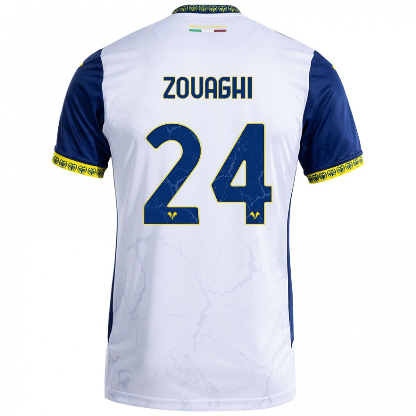 Kinderen Thomas Zouaghi #24 Witblauw Uitshirt Uittenue 2024/25 T-Shirt