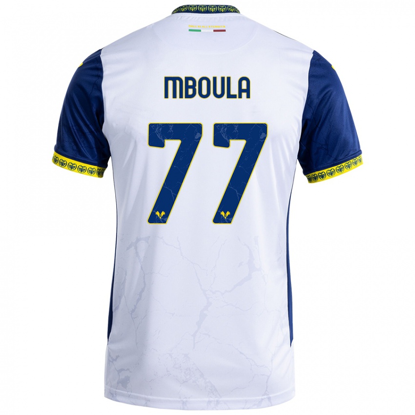 Kinderen Jordi Mboula #77 Witblauw Uitshirt Uittenue 2024/25 T-Shirt