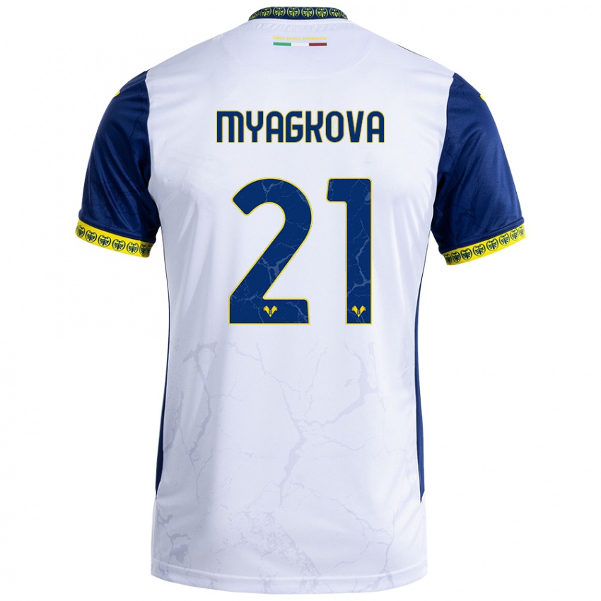 Kinderen Alina Myagkova #21 Witblauw Uitshirt Uittenue 2024/25 T-Shirt