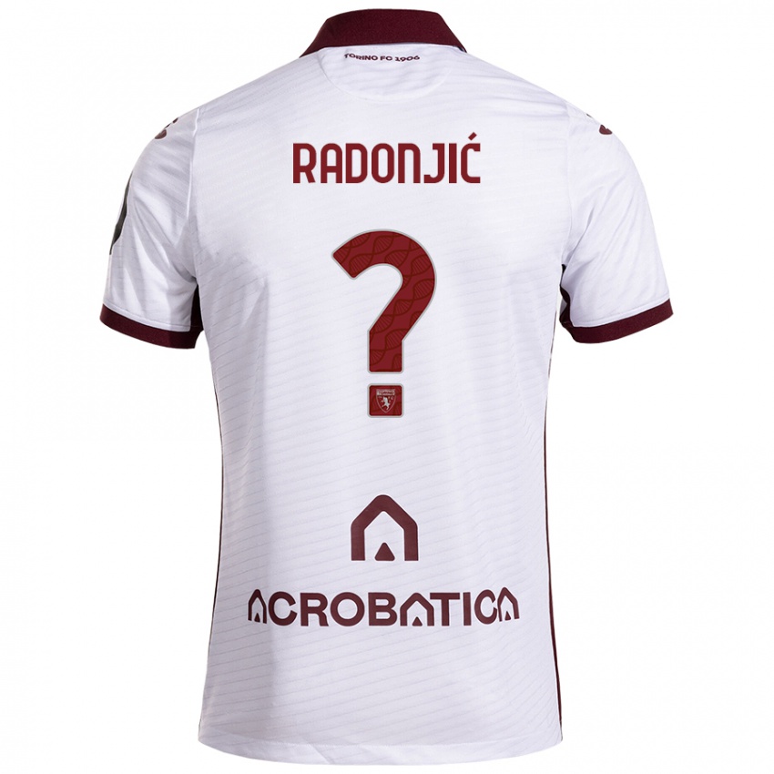 Kinderen Nemanja Radonjic #0 Wit Kastanjebruin Uitshirt Uittenue 2024/25 T-Shirt