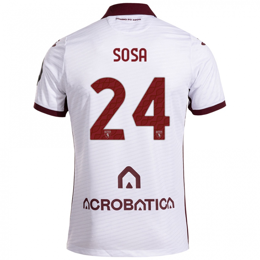 Kinderen Borna Sosa #24 Wit Kastanjebruin Uitshirt Uittenue 2024/25 T-Shirt