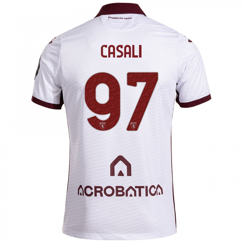 Kinderen Michele Casali #97 Wit Kastanjebruin Uitshirt Uittenue 2024/25 T-Shirt