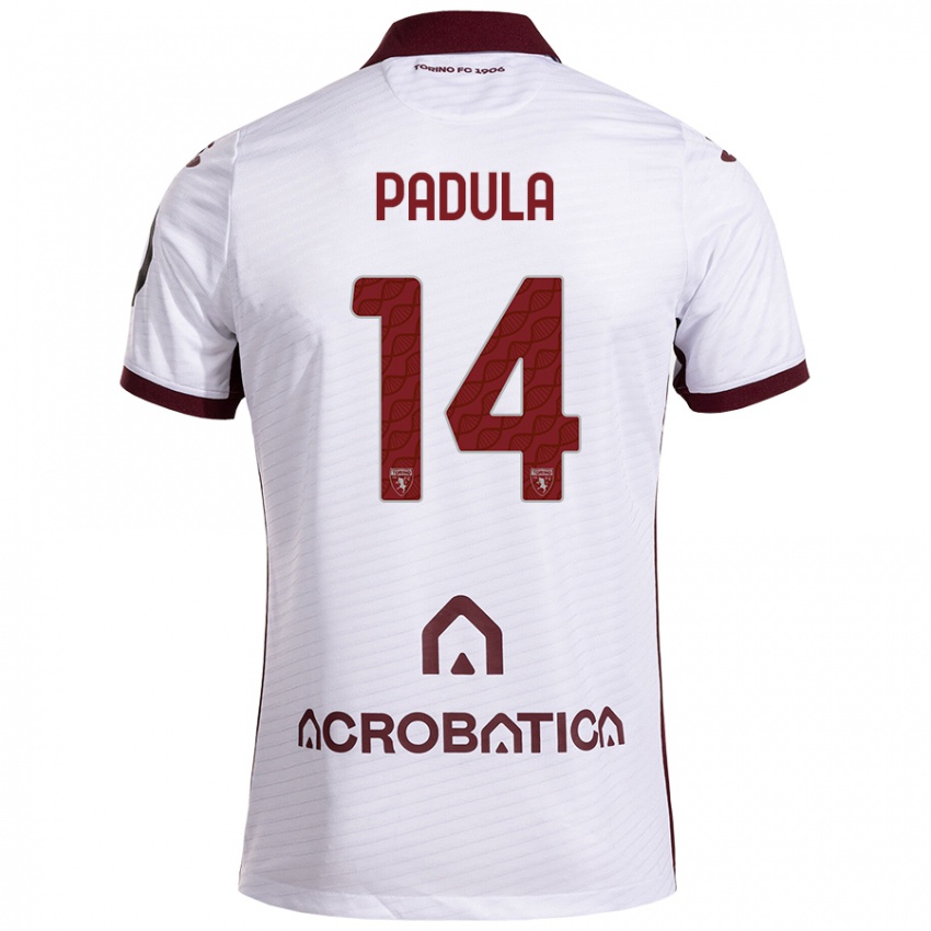 Kinderen Cristian Padula #14 Wit Kastanjebruin Uitshirt Uittenue 2024/25 T-Shirt