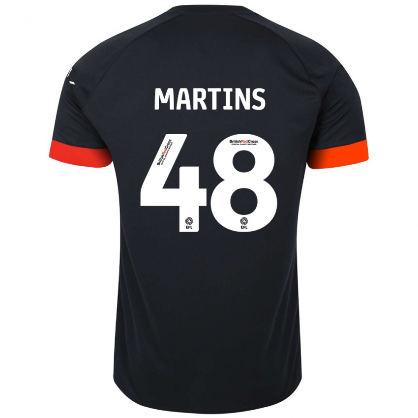 Kinderen Dominic Dos Santos Martins #48 Zwart Oranje Uitshirt Uittenue 2024/25 T-Shirt