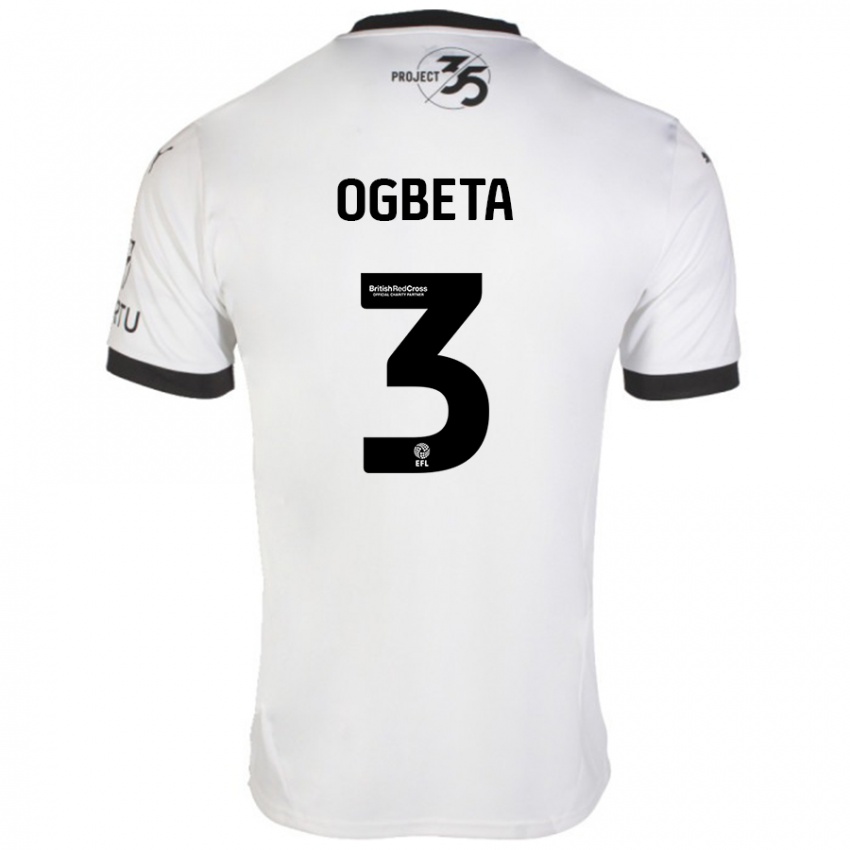 Kinderen Nathanael Ogbeta #3 Wit Zwart Uitshirt Uittenue 2024/25 T-Shirt