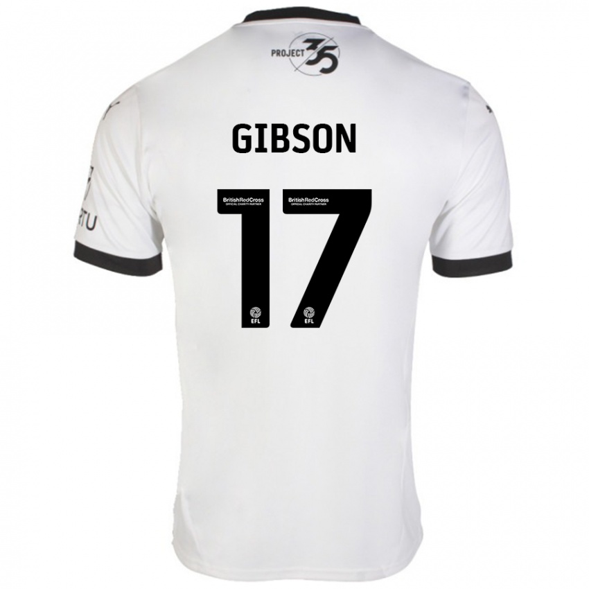 Kinderen Lewis Gibson #17 Wit Zwart Uitshirt Uittenue 2024/25 T-Shirt