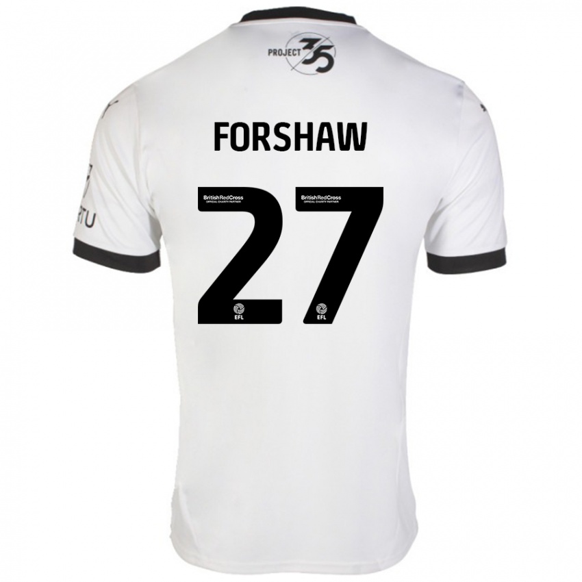 Kinderen Adam Forshaw #27 Wit Zwart Uitshirt Uittenue 2024/25 T-Shirt