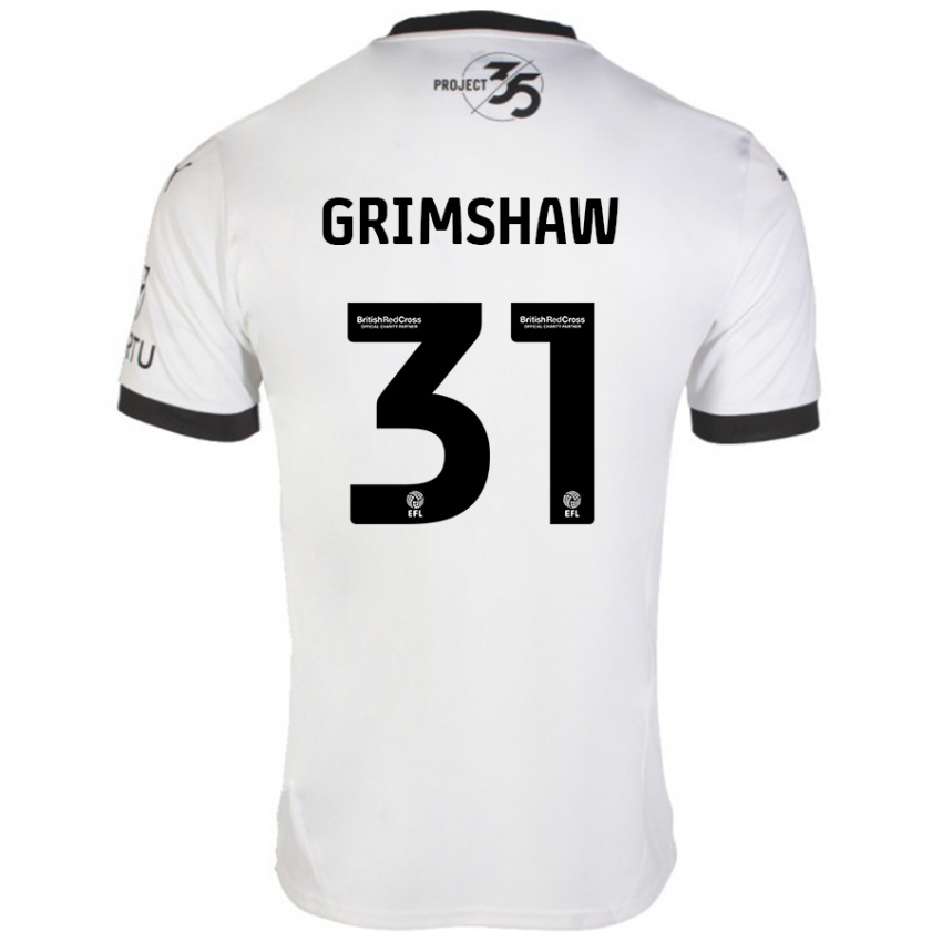 Kinderen Daniel Grimshaw #31 Wit Zwart Uitshirt Uittenue 2024/25 T-Shirt