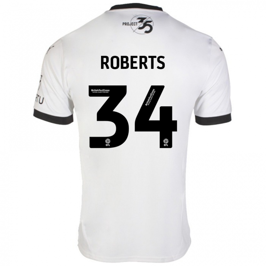 Kinderen Caleb Roberts #34 Wit Zwart Uitshirt Uittenue 2024/25 T-Shirt