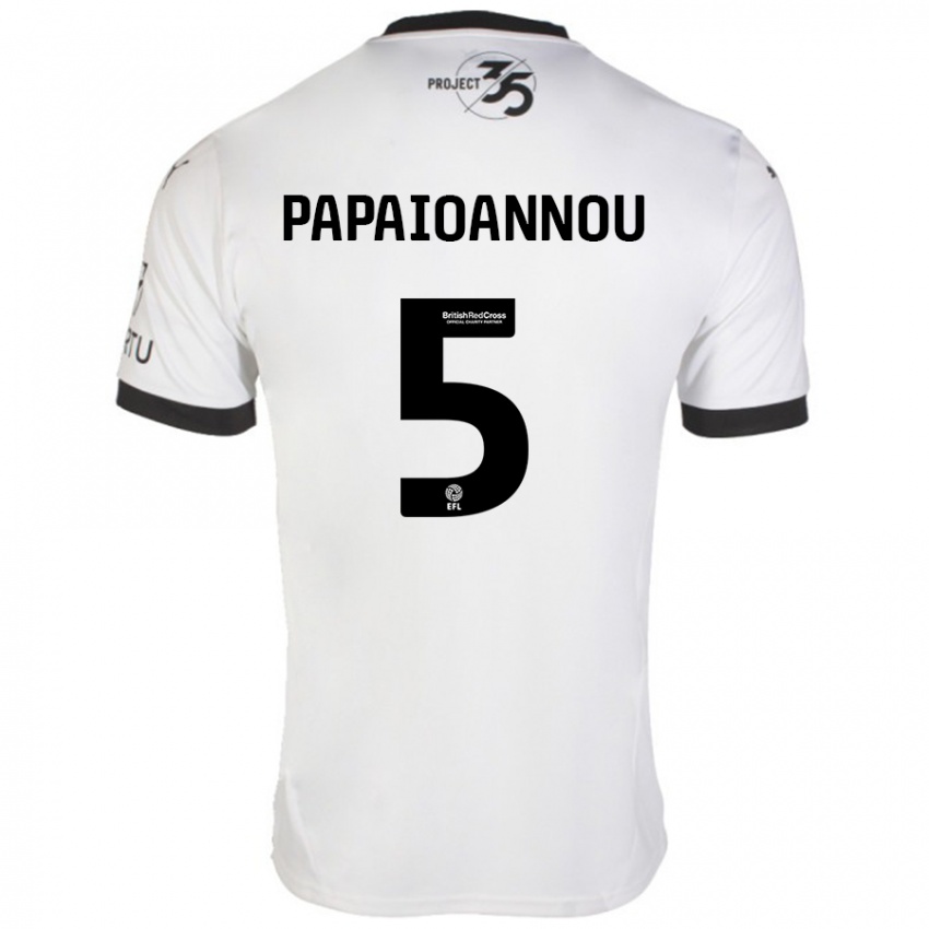 Kinderen Panagiota Papaioannou #5 Wit Zwart Uitshirt Uittenue 2024/25 T-Shirt