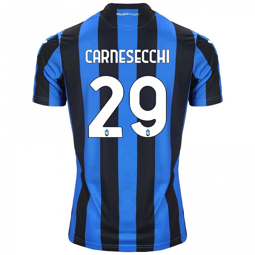 Heren Marco Carnesecchi #29 Blauw Zwart Thuisshirt Thuistenue 2024/25 T-Shirt