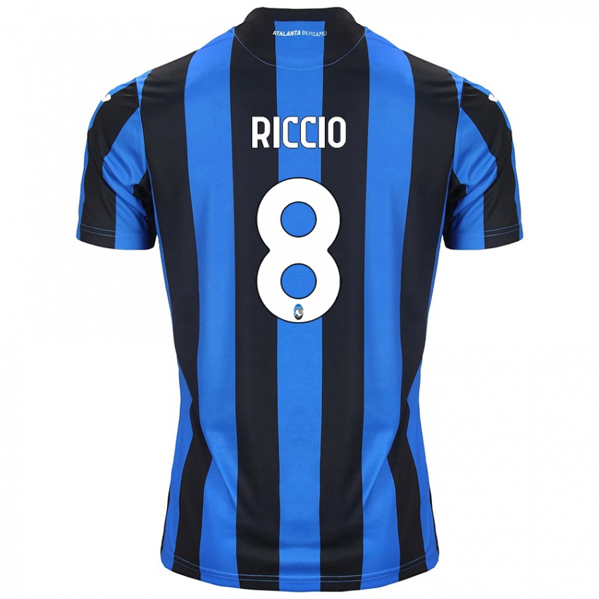 Heren Lorenzo Riccio #8 Blauw Zwart Thuisshirt Thuistenue 2024/25 T-Shirt