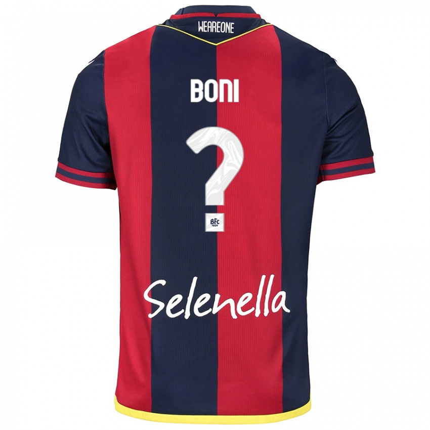 Heren Mattia Boni #0 Rood Koningsblauw Thuisshirt Thuistenue 2024/25 T-Shirt