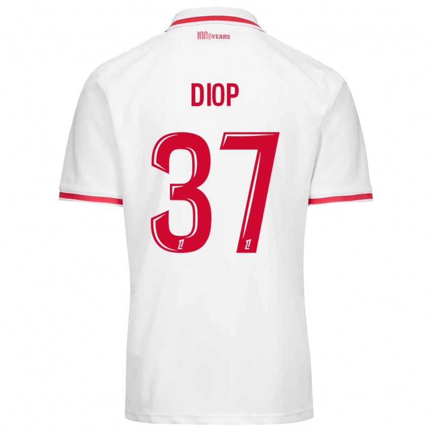 Heren Edan Diop #37 Wit Rood Thuisshirt Thuistenue 2024/25 T-Shirt