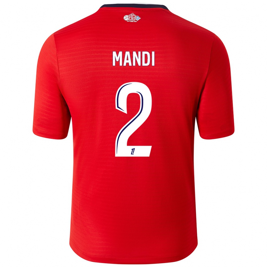 Heren Aïssa Mandi #2 Rood Wit Thuisshirt Thuistenue 2024/25 T-Shirt