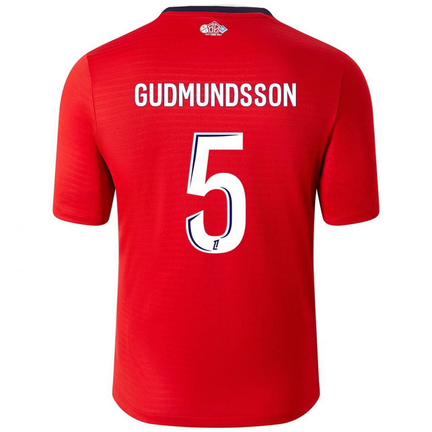 Heren Gabriel Gudmundsson #5 Rood Wit Thuisshirt Thuistenue 2024/25 T-Shirt