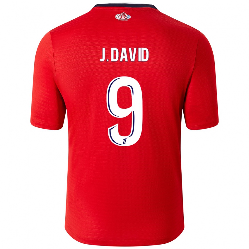 Heren Jonathan David #9 Rood Wit Thuisshirt Thuistenue 2024/25 T-Shirt