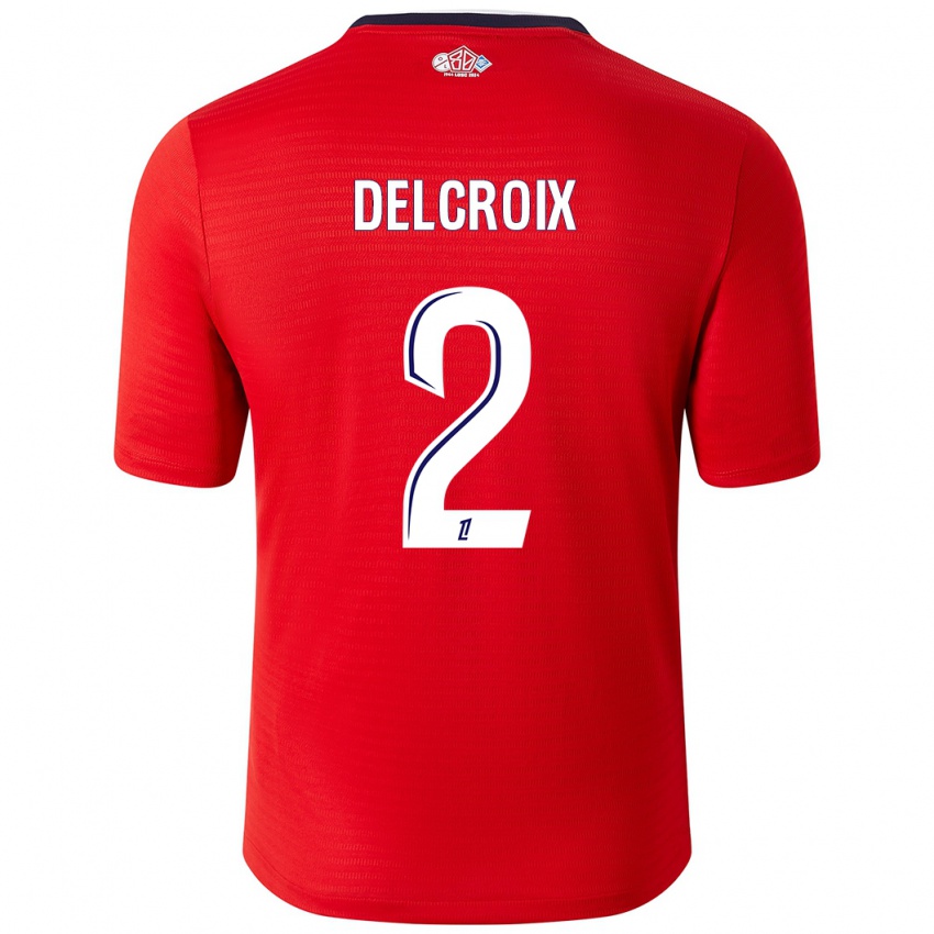 Heren Céleste Delcroix #2 Rood Wit Thuisshirt Thuistenue 2024/25 T-Shirt