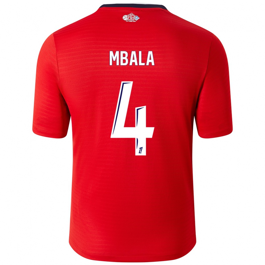 Heren Olivia Mbala #4 Rood Wit Thuisshirt Thuistenue 2024/25 T-Shirt