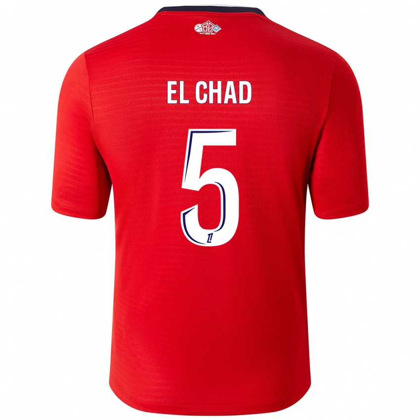 Heren Nesryne El Chad #5 Rood Wit Thuisshirt Thuistenue 2024/25 T-Shirt