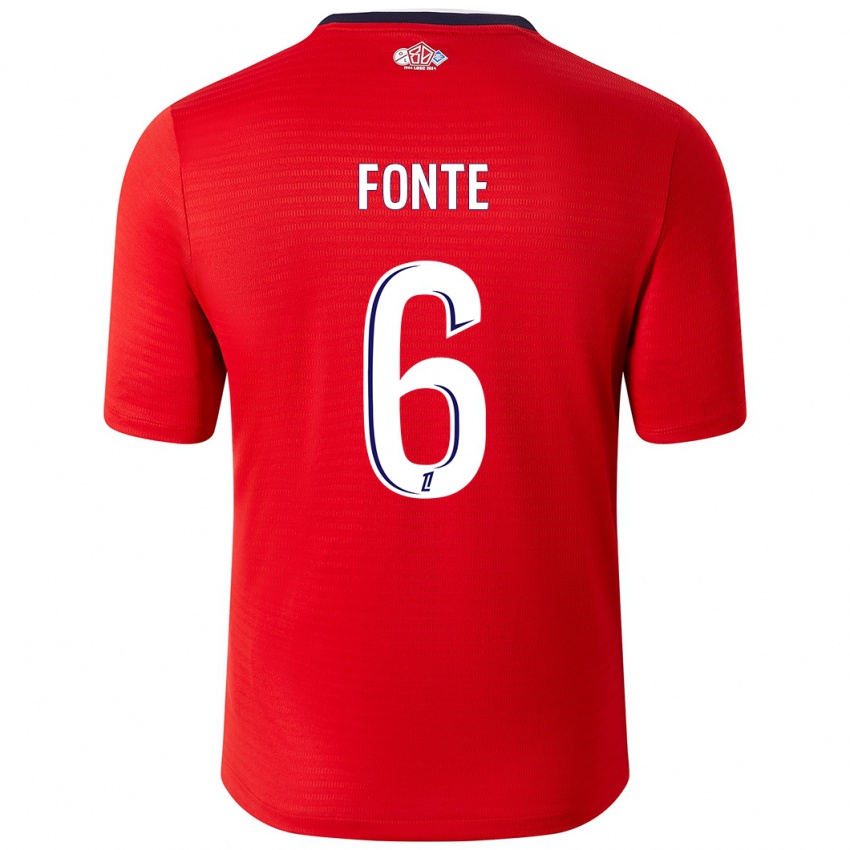 Heren Jose Fonte #6 Rood Wit Thuisshirt Thuistenue 2024/25 T-Shirt