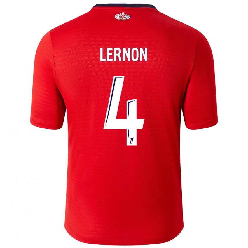 Heren Jessica Lernon #4 Rood Wit Thuisshirt Thuistenue 2024/25 T-Shirt