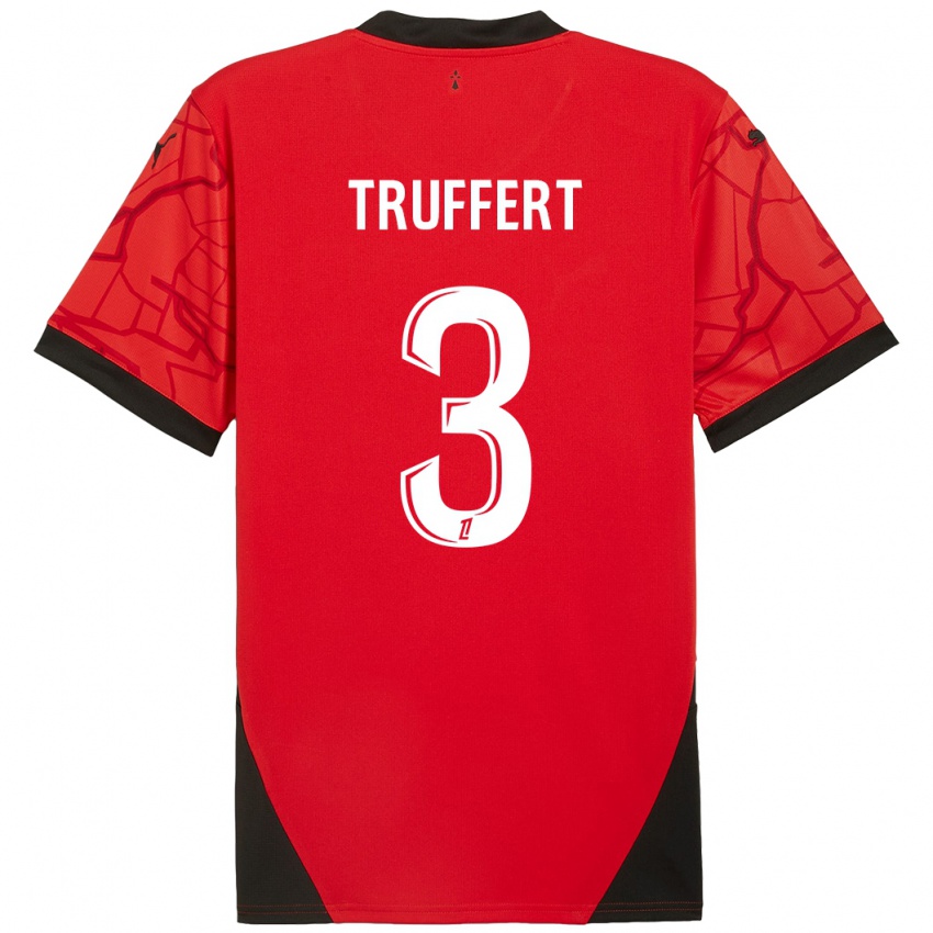 Heren Adrien Truffert #3 Rood Zwart Thuisshirt Thuistenue 2024/25 T-Shirt