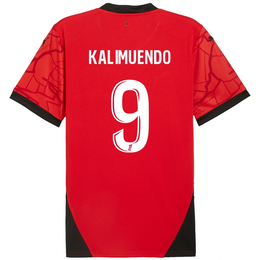 Heren Arnaud Kalimuendo #9 Rood Zwart Thuisshirt Thuistenue 2024/25 T-Shirt