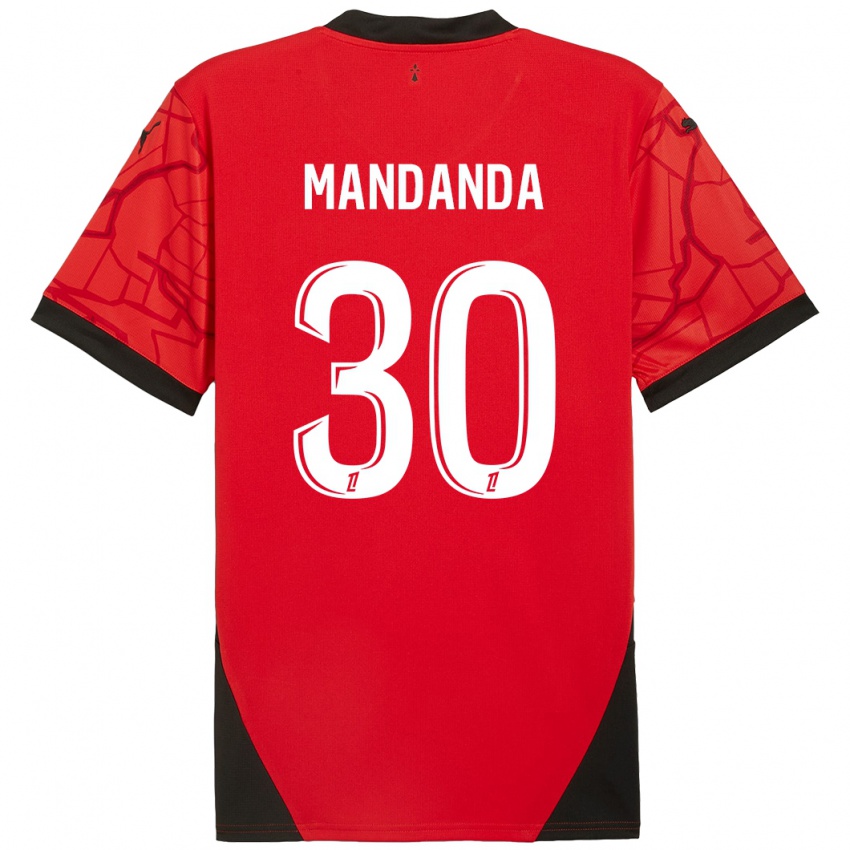 Heren Steve Mandanda #30 Rood Zwart Thuisshirt Thuistenue 2024/25 T-Shirt