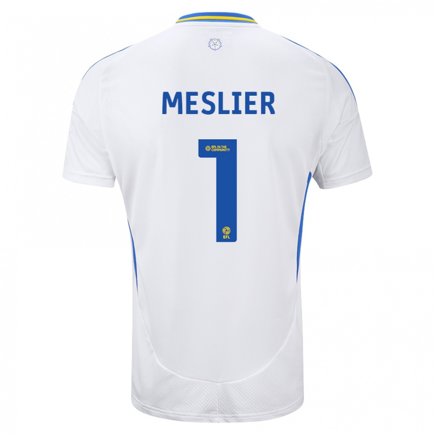 Heren Illan Meslier #1 Wit Blauw Thuisshirt Thuistenue 2024/25 T-Shirt