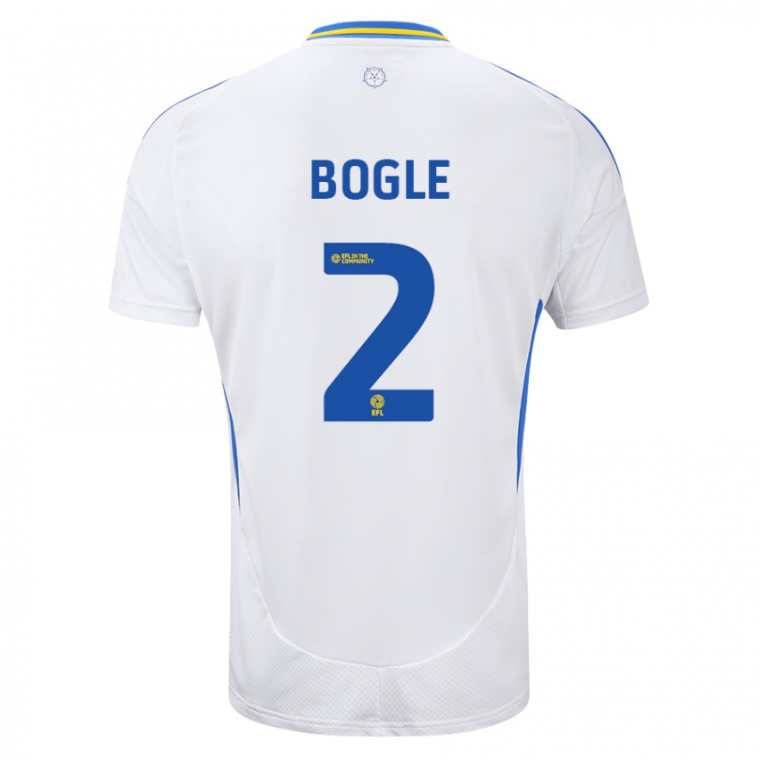 Heren Jayden Bogle #2 Wit Blauw Thuisshirt Thuistenue 2024/25 T-Shirt