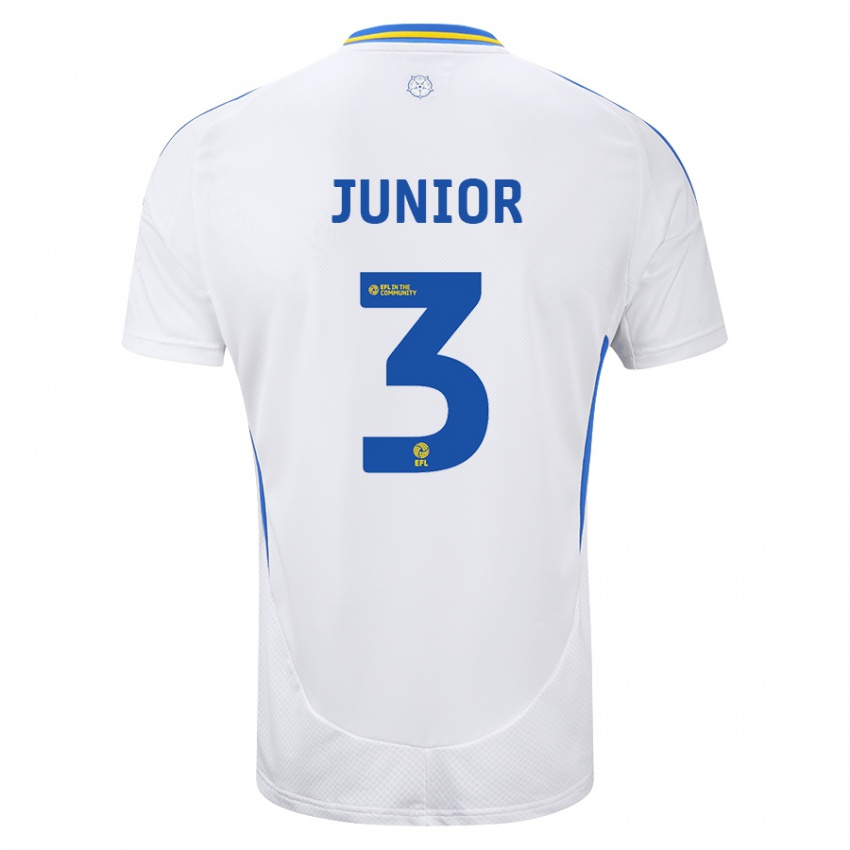 Heren Junior Firpo #3 Wit Blauw Thuisshirt Thuistenue 2024/25 T-Shirt