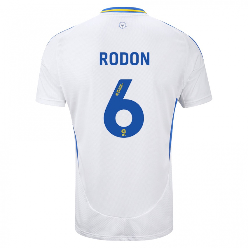 Heren Joe Rodon #6 Wit Blauw Thuisshirt Thuistenue 2024/25 T-Shirt